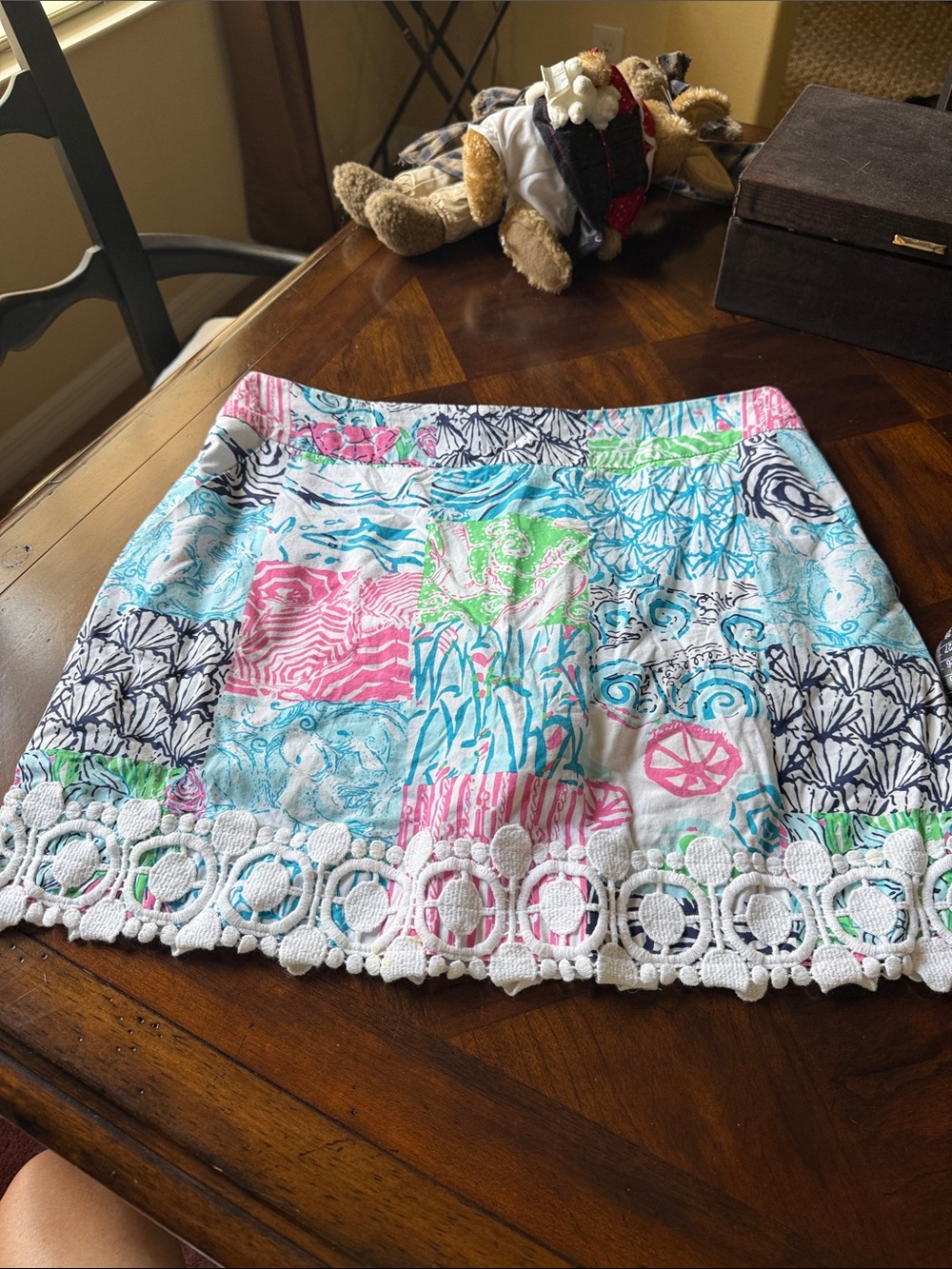 Patchwork Floral Crochet-Hem Skort in Multi by Lilly Pulitzer